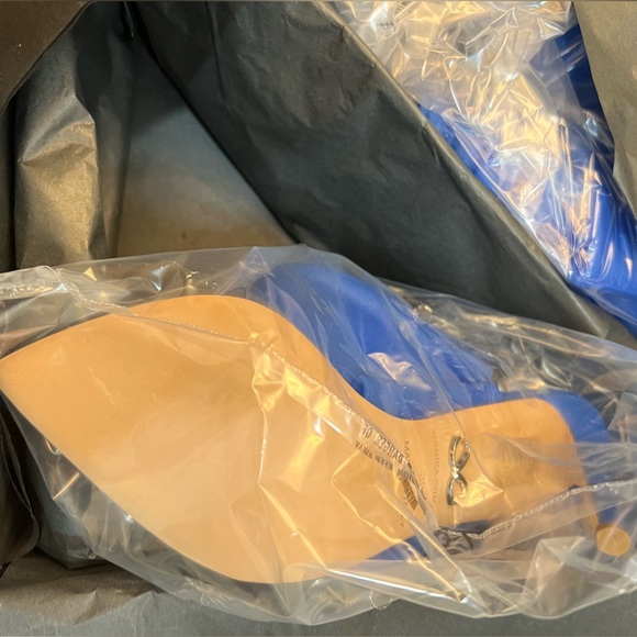 NWT AUTHENTIC MONIKA CHIANG Juliet Blue Tulle & PVC Tie up Sandals - Blue Size39 - Picture 6 of 8